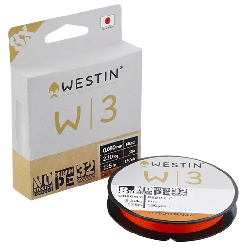 Westin splétaná šnúra w3 8-braid dutch orange 135 m - 0,260 mm 16,5 kg