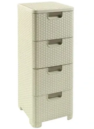 CURVER Zásuvkový regál RATTAN 4x14L | béžová