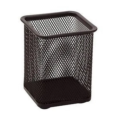 Drôtený kalíšok na ceruzky hranatý čierny