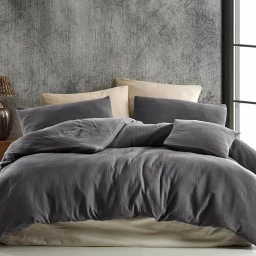 Kvalitex Mušelínové obliečky tmavosivá, 140 x 220 cm, 70 x 90 cm, 140 x 220 cm, 70 x 90 cm