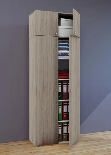 VCM Víceúčelová skříň Vandol I s dvířky včetně horního nástavce, dub sonoma