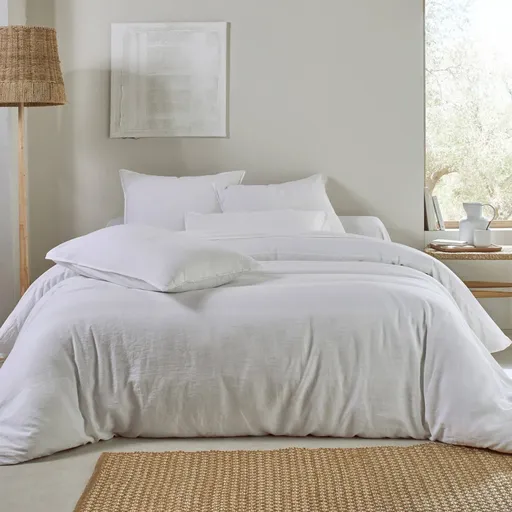 Jednofarebné obojstranná posteľná bielizeň so zapratého ľanu a bavlny