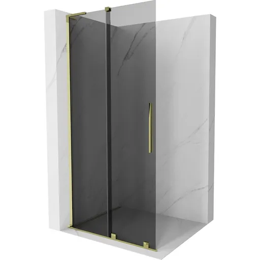 MEXEN/S - Velar L Sprchová zástena posuvná Walk-in 100 x 200, grafit 8 mm, zlato 871-100-003-43-50