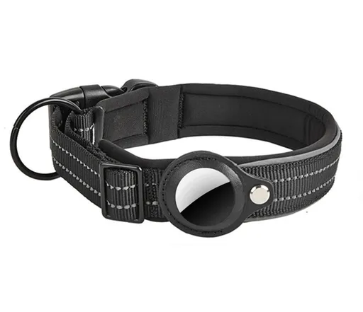 PROTEMIO GLOWY PAW Reflexný obojok pre Apple AirTag VEĽKOSŤ: L - čierny