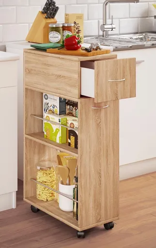 VCM Kuchyňský vozík Tusal se zásuvkou, dub sonoma