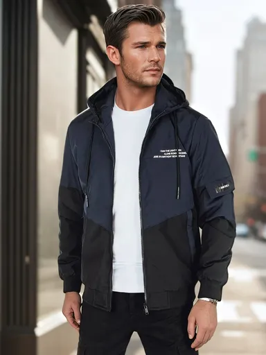 Pánska prechodná bunda s kapucňou, modrá Dstreet TX5026