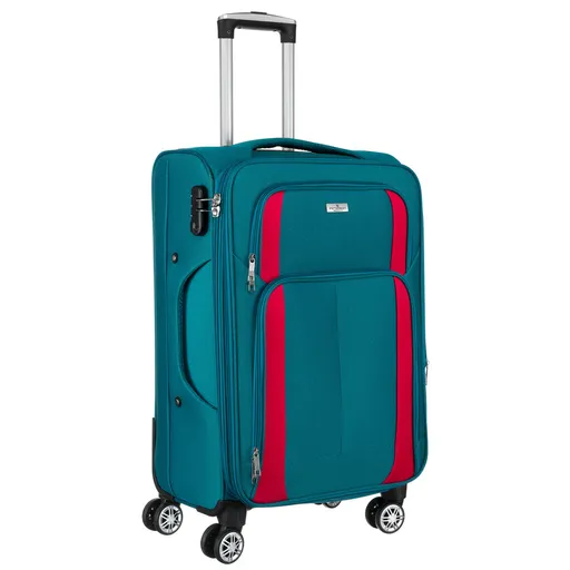 Polyesterový kabínový kufor s výsuvnou rukoväťou v tyrkysovej a ružovej farbe - Peterson