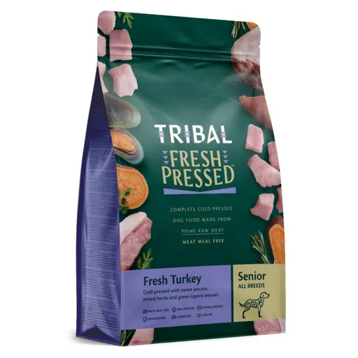 TRIBAL Fresh Pressed Turkey Senior granule pre psích seniorov 1 ks, Hmotnosť balenia (g): 12 kg