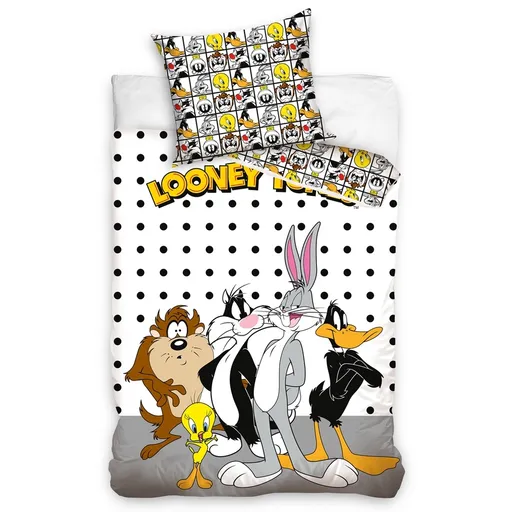 Carbotex Detské bavlnené obliečky Kamaráti z Looney Tunes, 140 x 200 cm, 70 x 90 cm