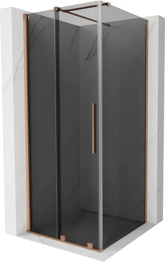 MEXEN/S - Velár sprchovací kút, posuvné dvere 90 x 90, grafit, meď kartáčovaná 871-090-090-41-65
