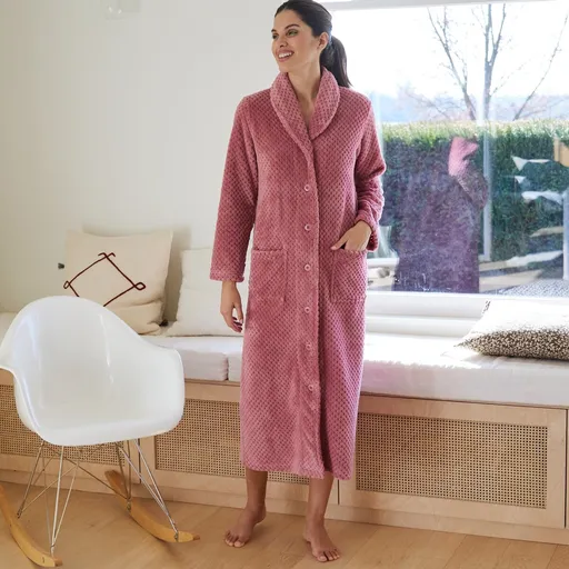 Fleecový dlhý župan s textúrovaným
		vzorom