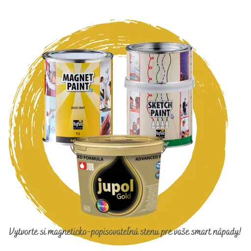 6m2 magneticko popisovateľnej plochy (SP 1L + MP 3L + JG 1,5L) biela 1 + 1 + 2 l