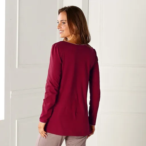 Pyžamové tričko s dlhými rukávmi a potlačou kvetín