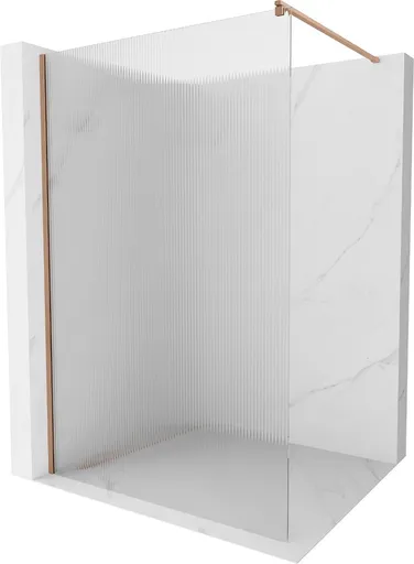 MEXEN/S - Kioto Sprchová zástena WALK-IN 120 x 200, prúžky 8 mm, meď kartáčovaná 800-120-101-65-09