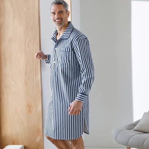 Pruhovaná pyžamová košeľa, bavlnený flanel
