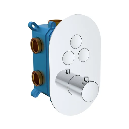 Mereo Termostatická podomietková tlačidlová batéria - 3-cestná - oválny kryt CB60157TB