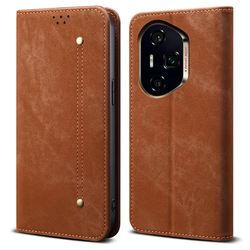 DENIM Peňaženkový kryt pre Honor 400 Pro 5G hnedý