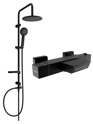MEXEN/S - Carl sprchový stĺp vrátane vaňovej termostatickej batérie Cube, čierna 77360240-70