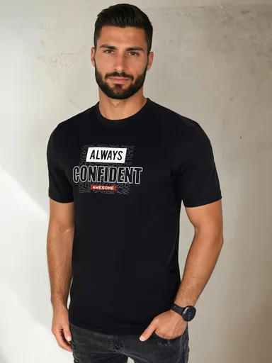 Pánske čierne tričko s potlačou Dstreet RX5407