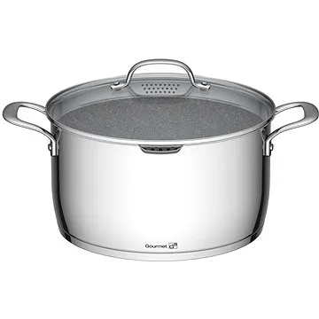 G21 Gourmet Miracle s výlevkou 28 cm s pokrievkou výparníkom/cedidlom, nerez/greblon (G21-005NG)