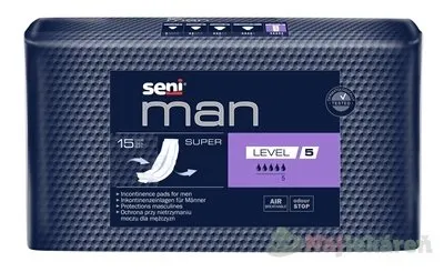 SENI MAN Super Level 5 vložky urologické pre mužov, savosť 870 ml, 15 ks