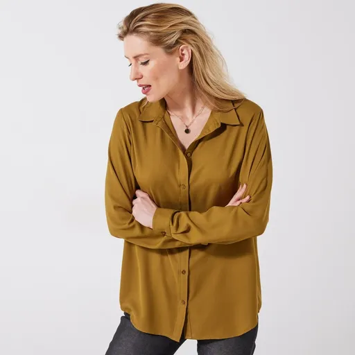 Jednofarebná košeľová blúzka na gombíky
