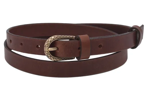 Kožený dámsky opasok 722-20-28 tmavohnedý pracka Medúza
