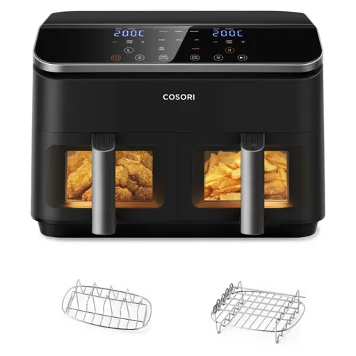 COSORI Dual Basket teplovzdušná fritéza 5x špíz a rošt 8,5 litrov