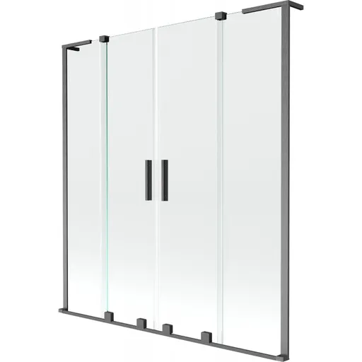 MEXEN/S - Velar L Duo dvojkrídlová posuvná vaňová zástena 150 x 150, transparent, grafit kartáčovaná 896-150-003-02-66