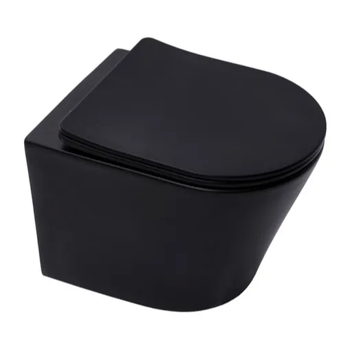 Wc závesné SAT Infinitio v čiernej farbe mat s doskou softclose a so zadným odpadom SATINF010RREXPBKM