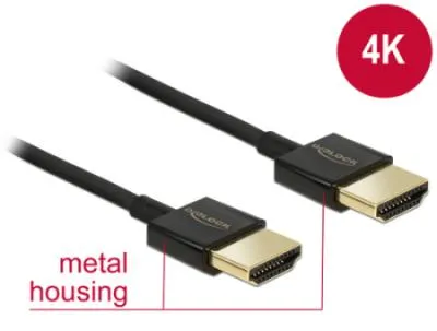 Delock Kábel High Speed HDMI s Ethernetom - HDMI-A samec > HDMI-A samec 3D 4K 0,5 m Slim Premium