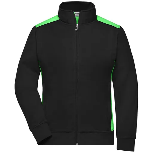 James & Nicholson (Daiber) Dámska mikina bez kapucne JN869 - Čierna / limetková | L