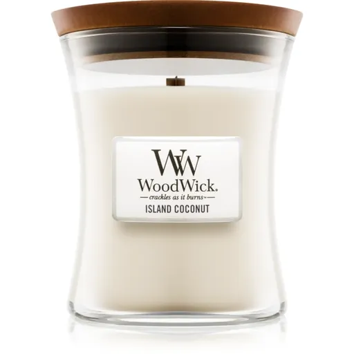 Woodwick Island Coconut vonná sviečka s dreveným knotom 275 g