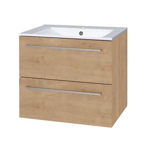 Mereo Bino, kúpeľňová skrinka s keramickým umývadlom 61 cm, dub Arlington CN620