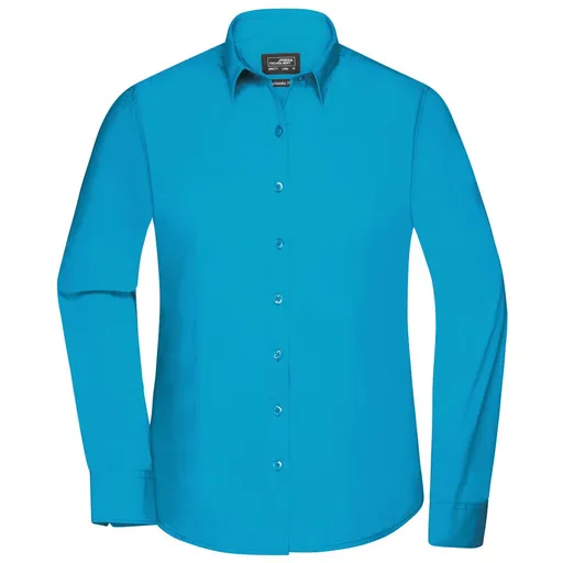 James & Nicholson (Daiber) Dámska košeľa s dlhým rukávom JN677 - Tyrkysová | 3XL