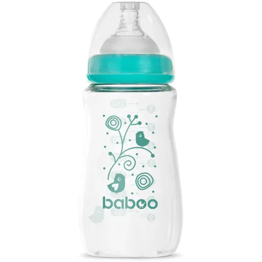 Baboo Anti-colic Glass Feeding Bottle Wide Neck sklenená dojčenská fľaša 3m+ 250 ml