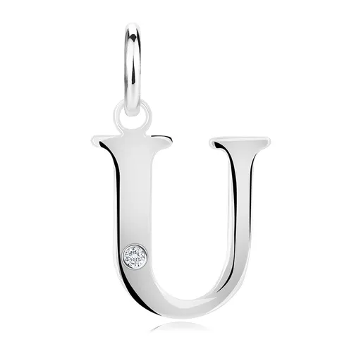 Diamantový prívesok zo striebra 925 - veľké písmeno U, okrúhly briliant