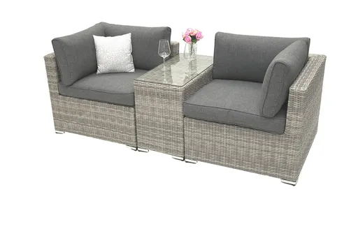 DEOKORK Ratanová variabilná zostava SEVILLA pre 2 osoby (sivá)