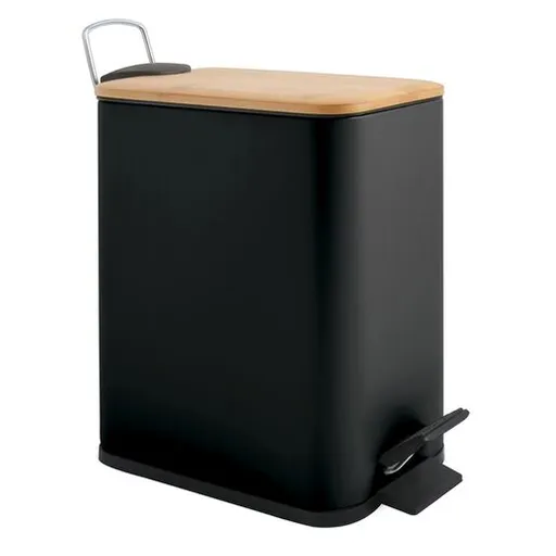 Spirella Spirella pedálový odpadkový kôš erik matná čierna oceľ bambusové veko 5 l 10.22585