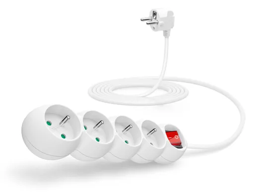 CONNECT IT predlžovací kábel 230 V, 4 zásuvky, 3 m, s vypínačom (biely)