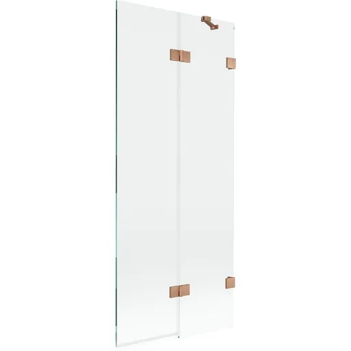 MEXEN/S - Lunar vaňová zástena 2-krídlová pravá 80 x 150, transparent, meď kartáčovaná 897-080-100-65-00-P