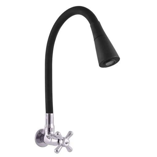 RAV SLEZÁK Morava Retro ventil umývadlový so silikónovým ramienkom čierna matná/zlatá mk192/13 MK19213