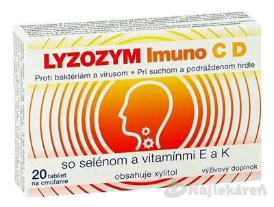 Lyzozym Imuno C D so selénom a Vitamínmi E a K 20 tabliet na žuvanie