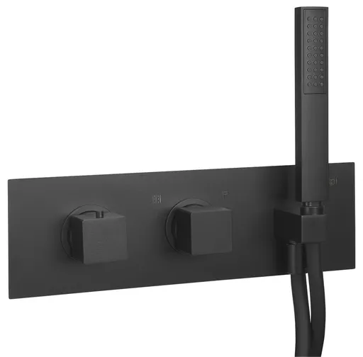 SAPHO - DIMY podomietková termostatická sprchová/vaňová batéria s ručnou sprchou, 2 výstupy, čierna mat DM493BL