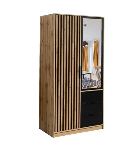 ArtStol Šatníková skriňa BALI LUX D2 | dub wotan/čierna