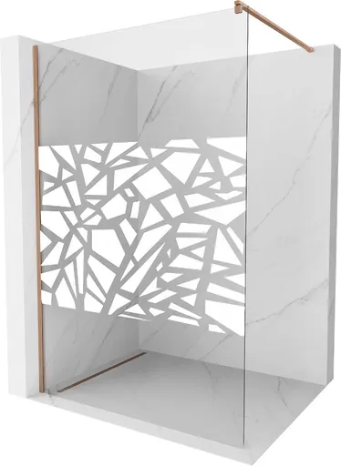 MEXEN/S - Kioto Sprchová zástena Walk-in 120 x 200, biely vzor 8 mm, meď kartáčovaná 800-120-101-65-85