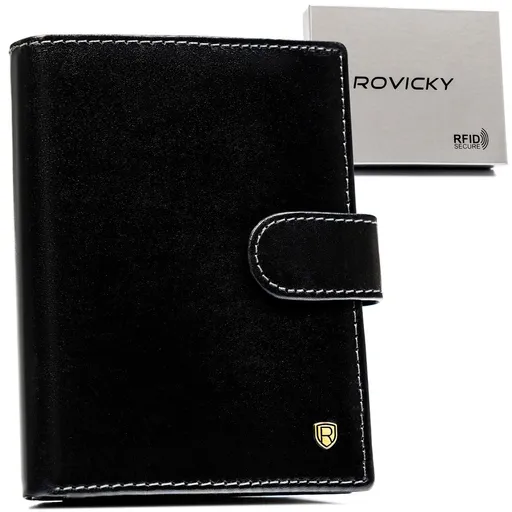 Čierna kožená pánska peňaženka s RFID - Rovicky