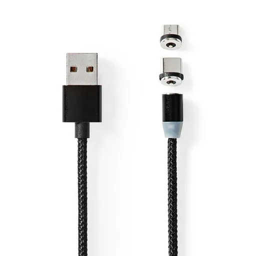 Nedis CCGB60630BK20 - USB 2.0 kábel | USB Micro-B Zástrčka / USB-C™ Zástrčka | 10 W | 2.00 m | Okrúhly | Čierna