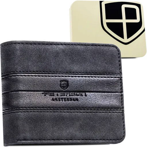 Malá pánska peňaženka v čiernej farbe z ekokože - Peterson