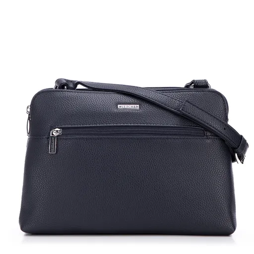 Dámska dvojkomorová crossbody kabelka z ekokože tmavomodrá 99-4Y-610-7